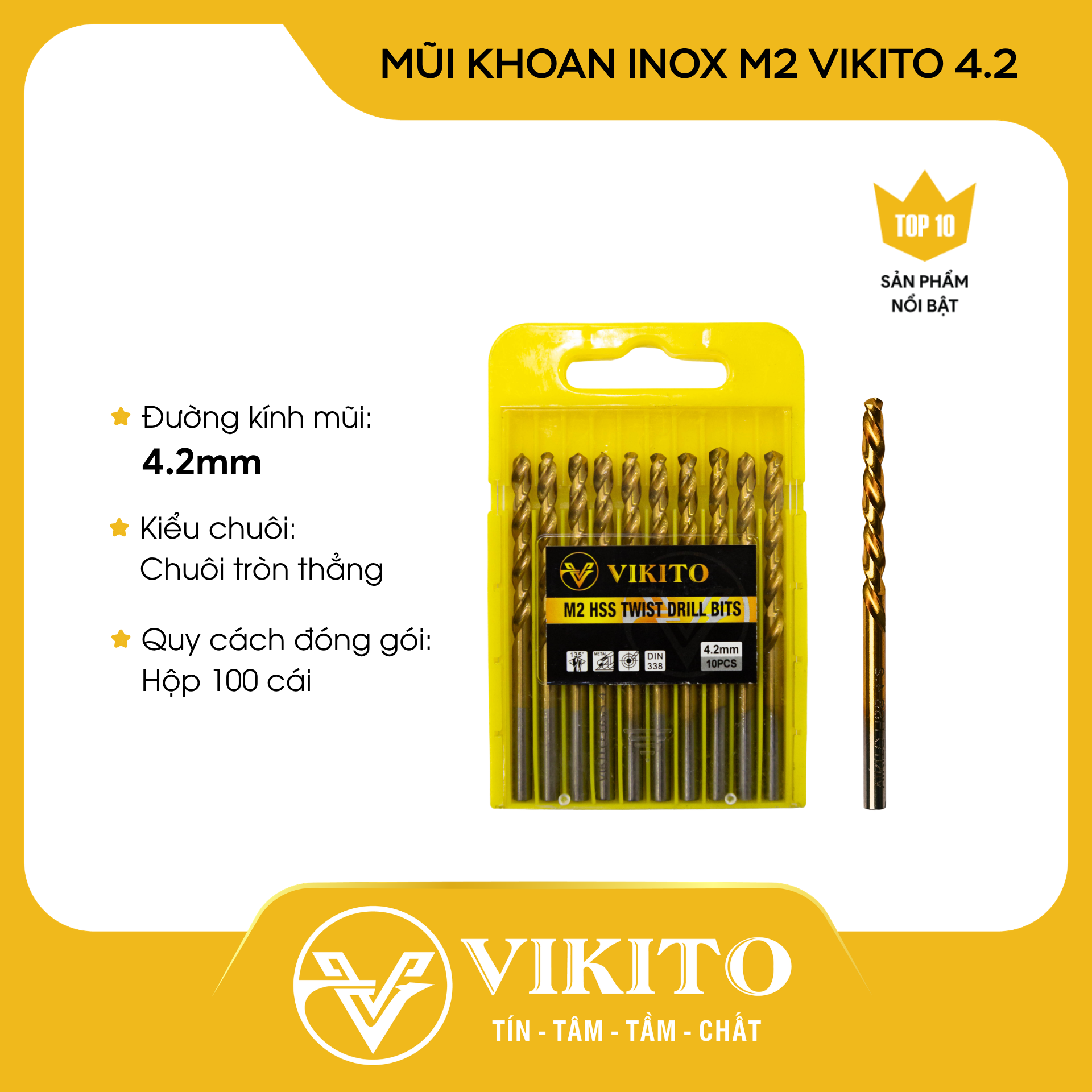 Mũi khoan inox M2 VIKITO 4.2